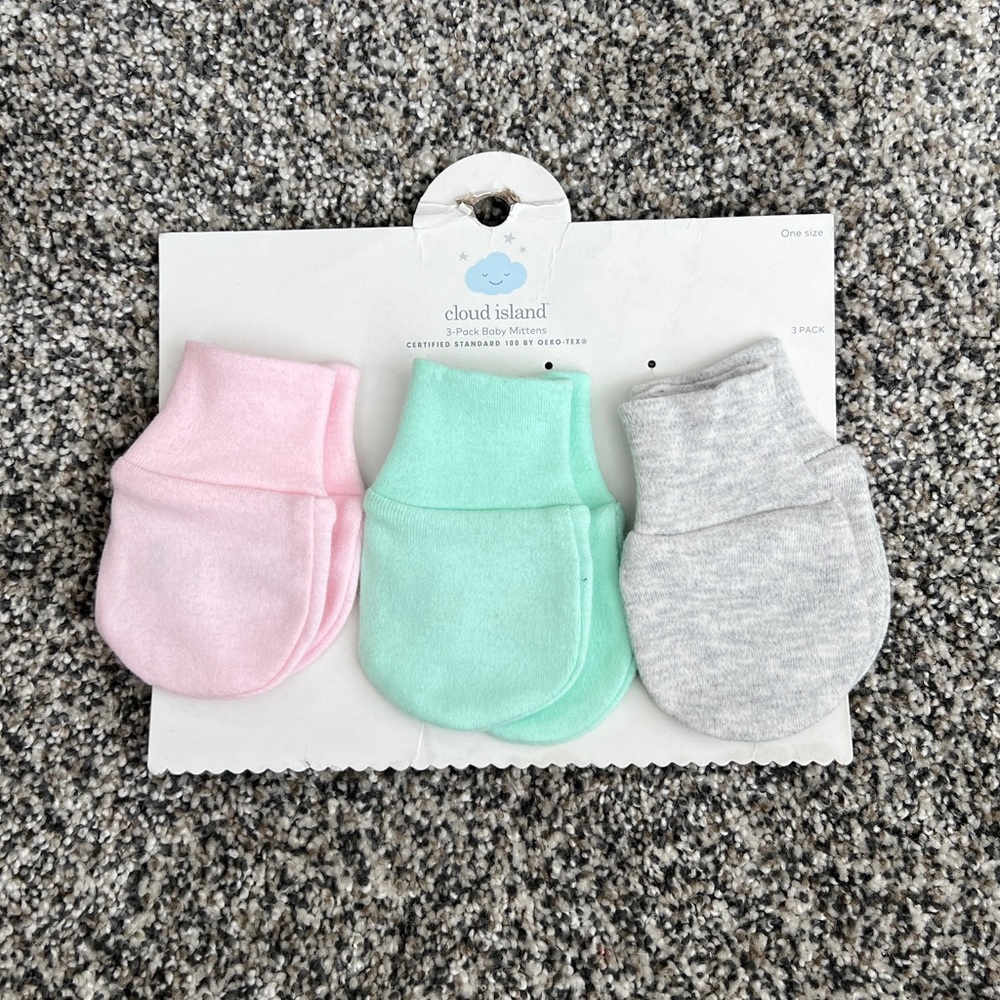 Cloud Island Baby Mittens 3-Pack